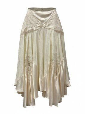 Vintage handkerchief hem ivory skirt